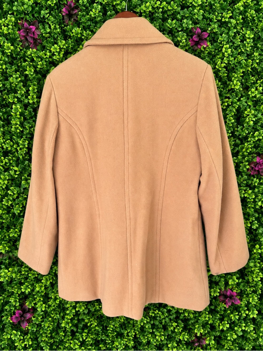 Fleet Street Wool Camel Tan 100% Wool Double Breasted Peacoat Jacket Size 6P - Picture 3 of 10